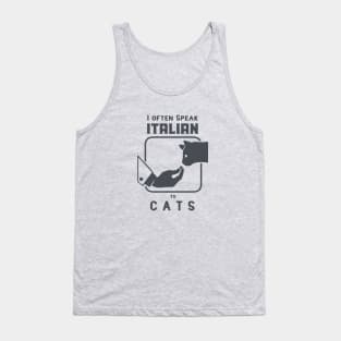 Funny Italian hand gesture and a cat, dark ink Tank Top